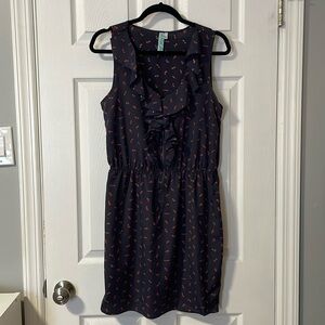Aina Be navy sleeveless dress with orange pattern (L)